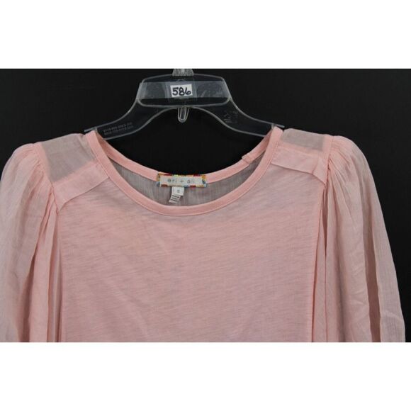 ANTHROPOLOGIE ERI + ALI SIZE SMALL PINK BALLOON SLEEVE BLOUSE STYLE D2785-SB - Picture 2 of 7